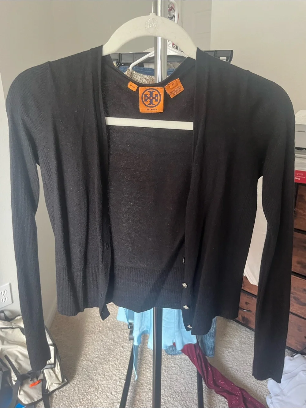 Tory Burch Black Lightweight Cropped Cardigan